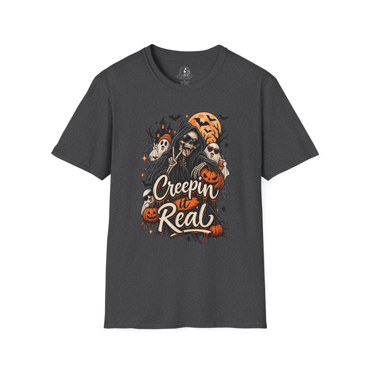 Creepin it Real Halloween | Glam Ghost Design | Unisex Softstyle T-Shirt