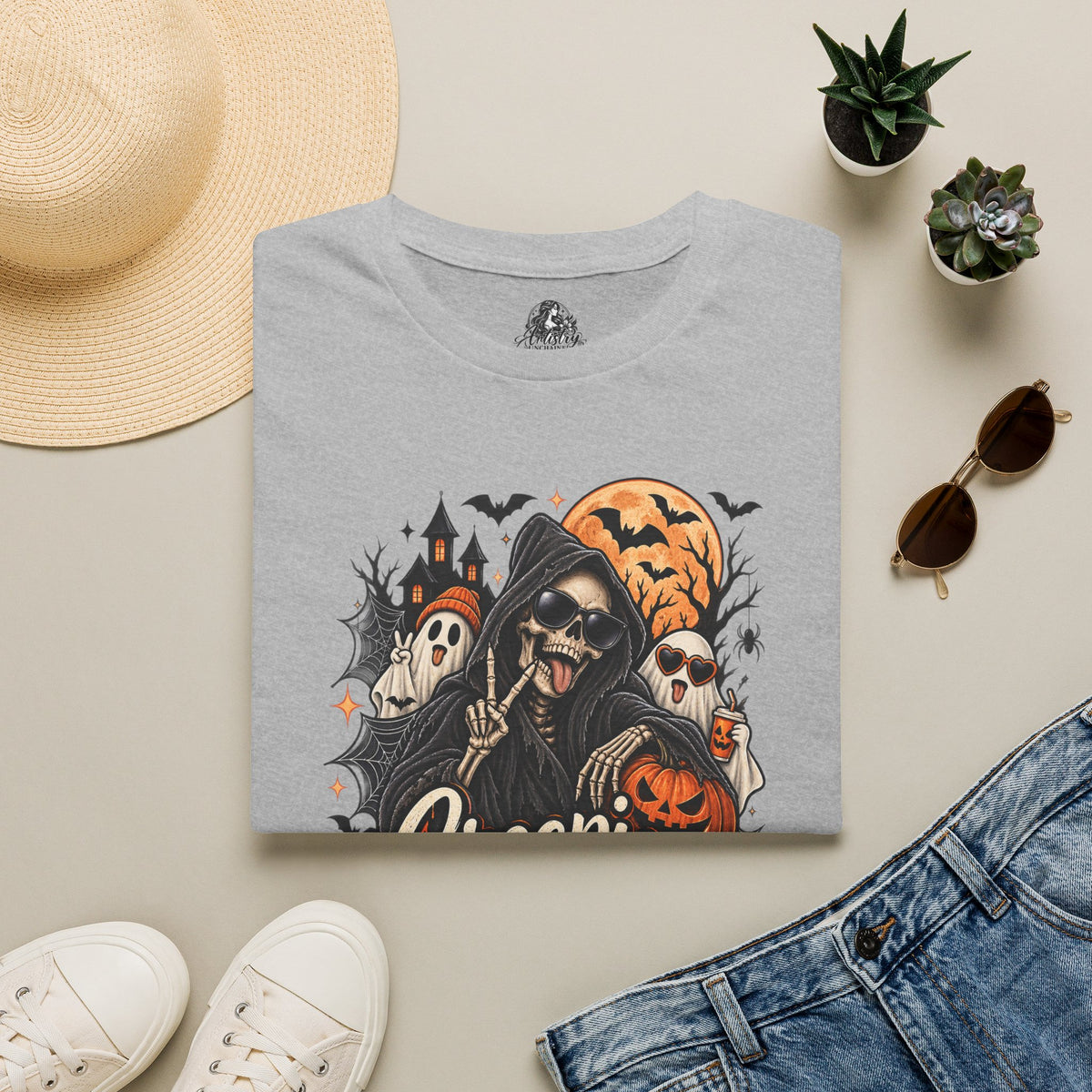 Creepin it Real Halloween | Glam Ghost Design | Unisex Softstyle T-Shirt