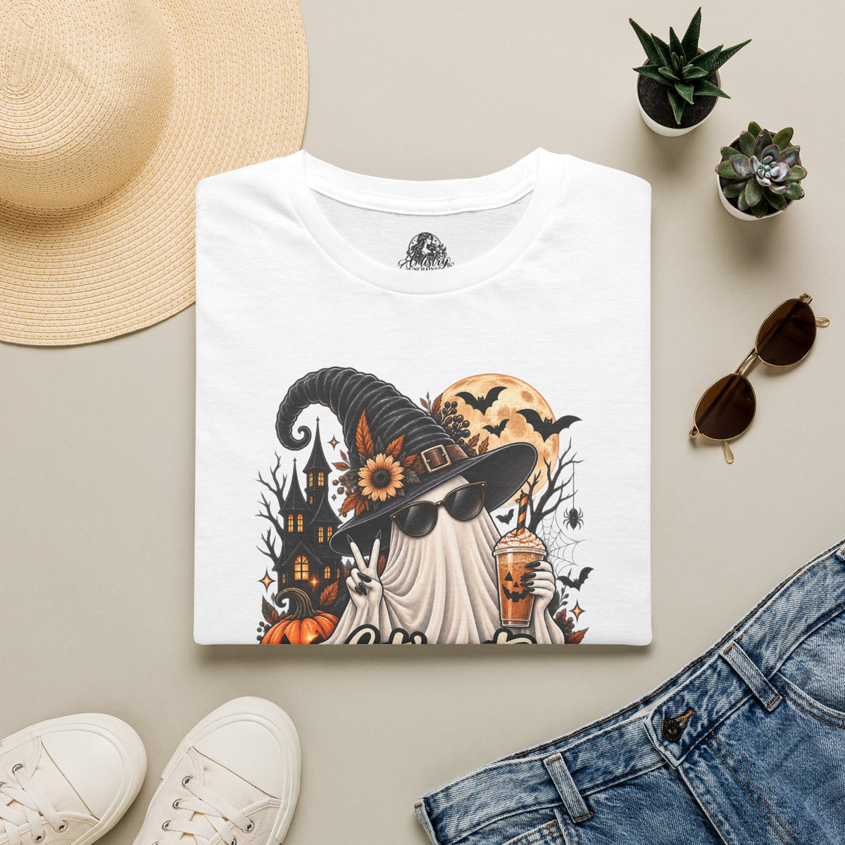 Let's Get Spooky Halloween | Glam Ghost Design | Unisex Softstyle T-Shirt