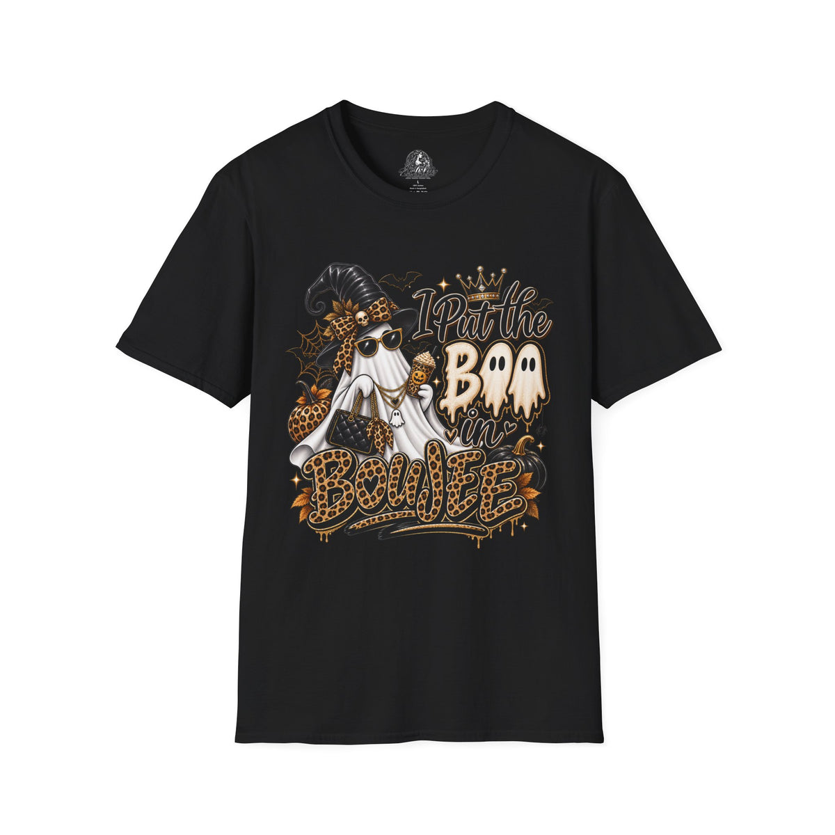 Boo in Boujee Halloween | Glam Ghost Design | Unisex Softstyle T-Shirt