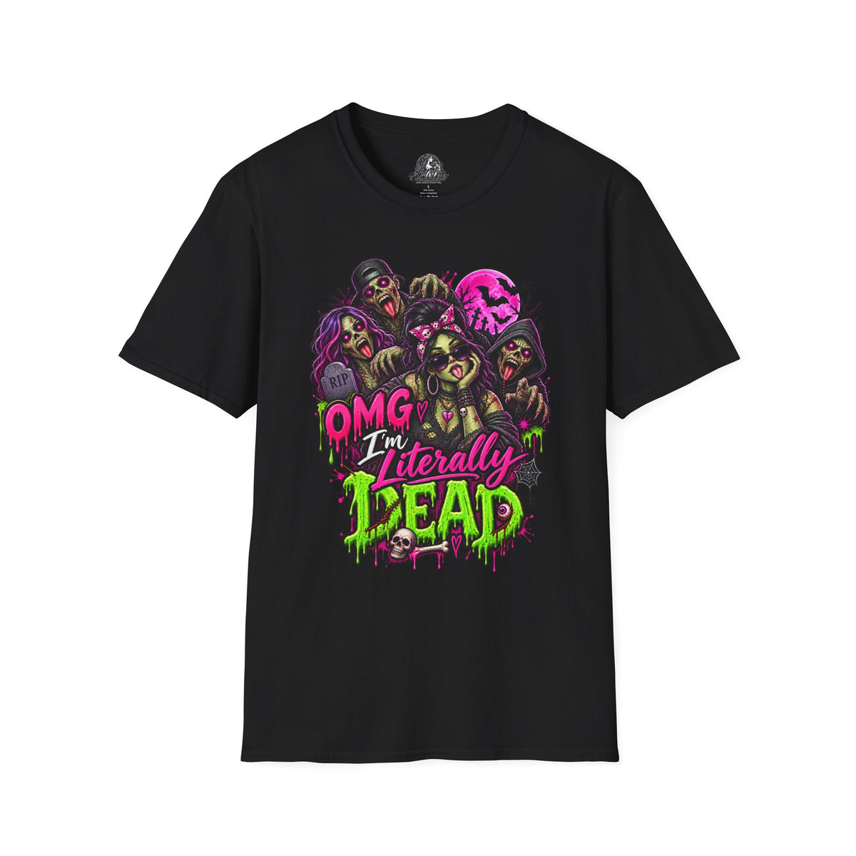 Literally Dead Halloween | Glam Ghost Design | Unisex Softstyle T-Shirt