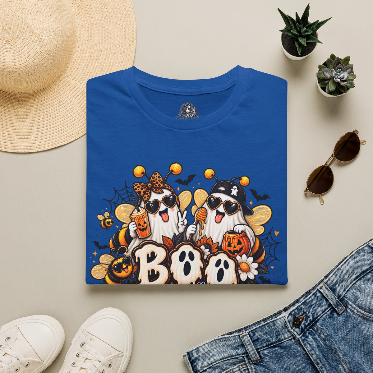Boo Bees Halloween | Glam Ghost Design | Unisex Softstyle T-Shirt