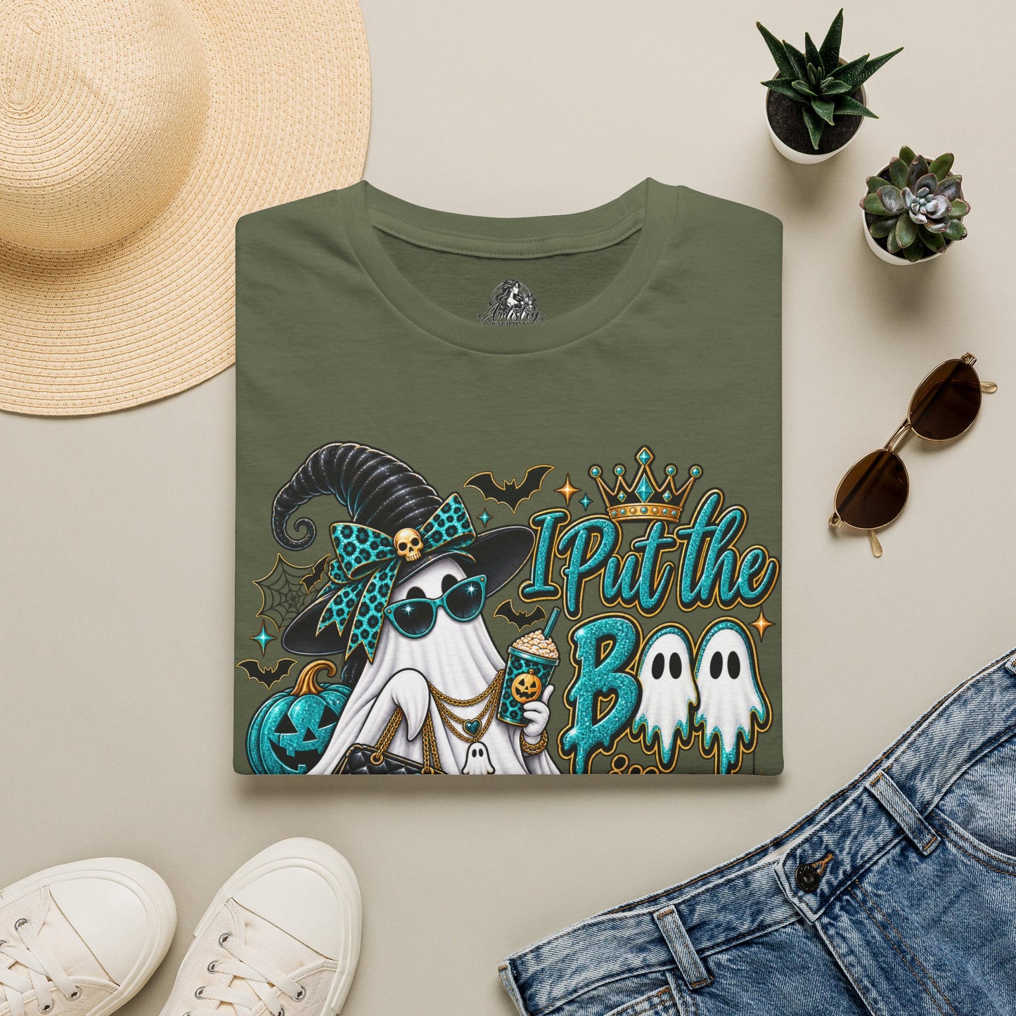 Boo in Boujee Halloween | Glam Ghost Design | Unisex Softstyle T-Shirt
