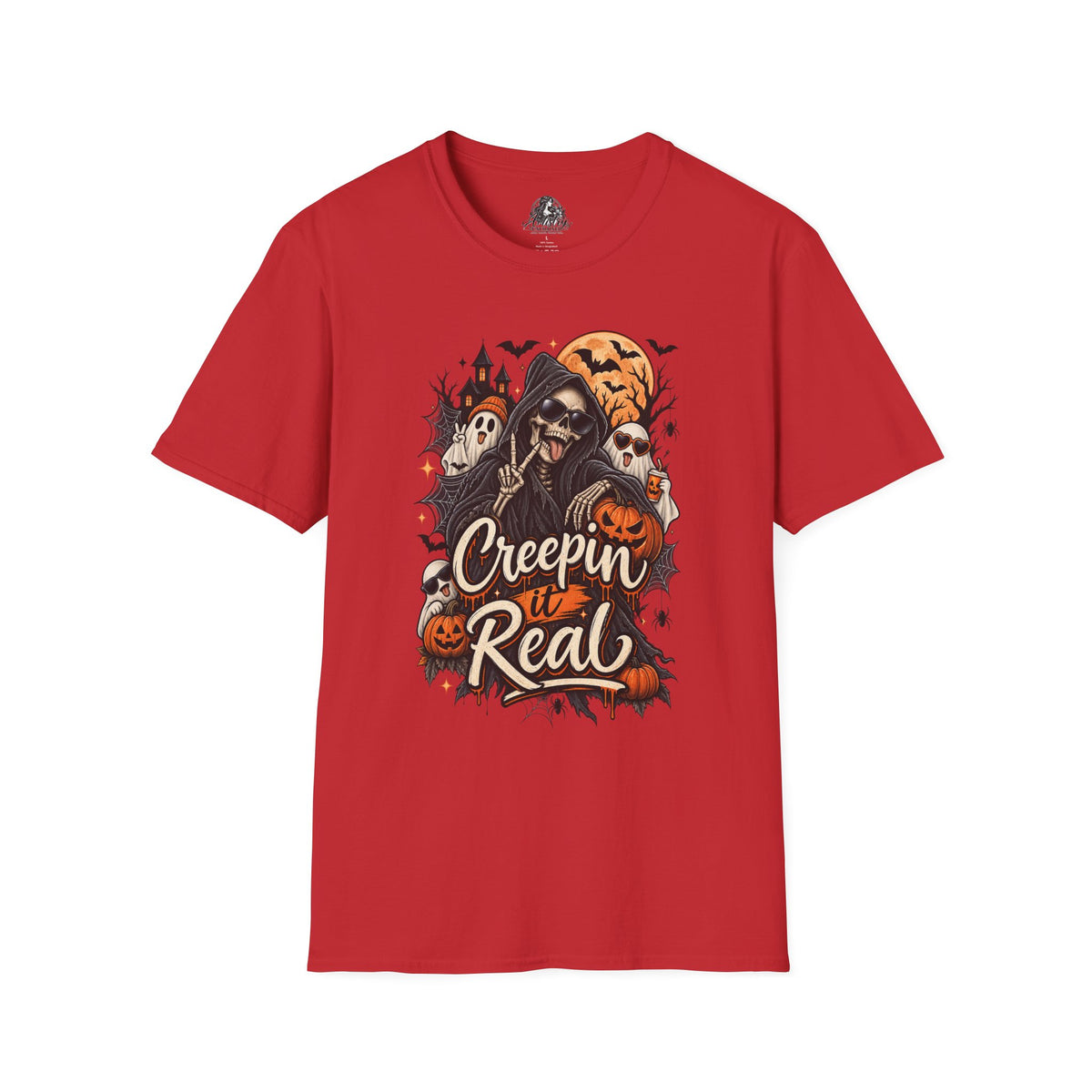 Creepin it Real Halloween | Glam Ghost Design | Unisex Softstyle T-Shirt