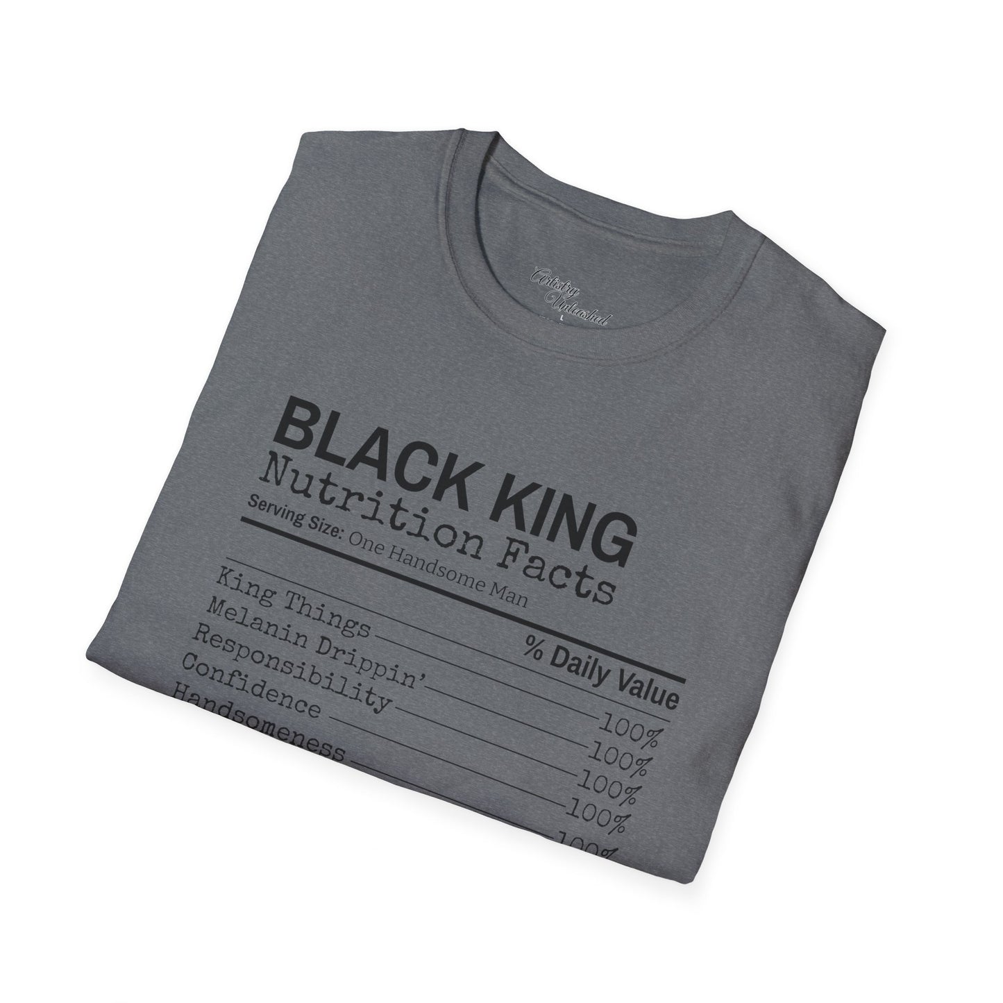 Black King Nutrition Facts Unisex Softstyle T-Shirt