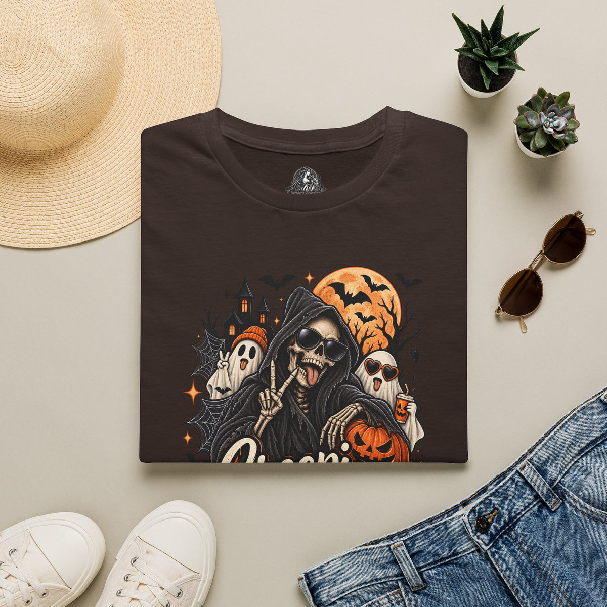 Creepin it Real Halloween | Glam Ghost Design | Unisex Softstyle T-Shirt