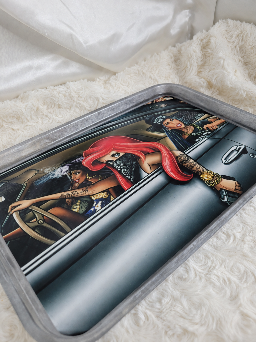 Handmade Resin Tray, Urban Girl Decal Tray, 10x7 Rolling Tray, Baddie Decor, Catchall Organizer, Girls Night Gift, Statement Decor