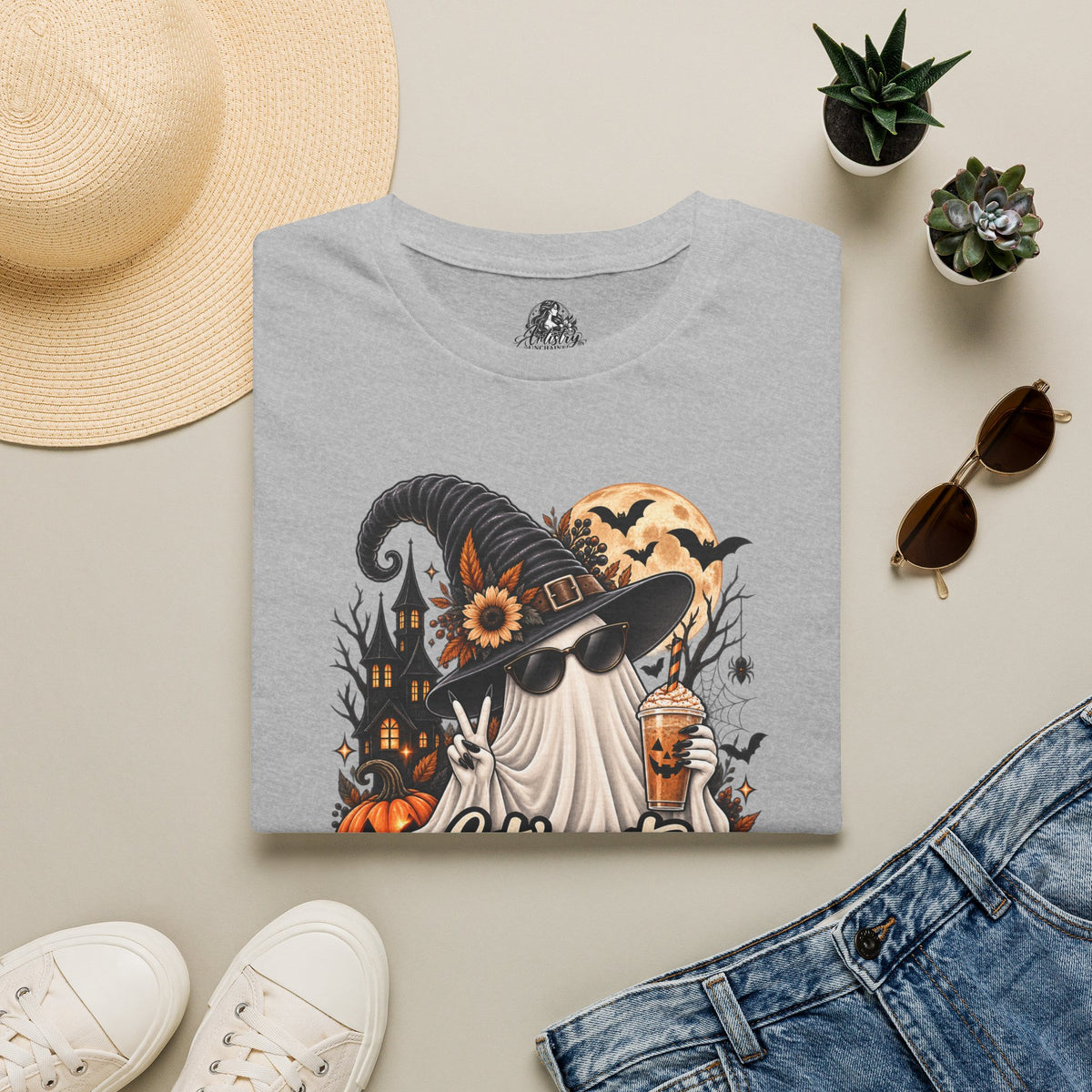 Let's Get Spooky Halloween | Glam Ghost Design | Unisex Softstyle T-Shirt