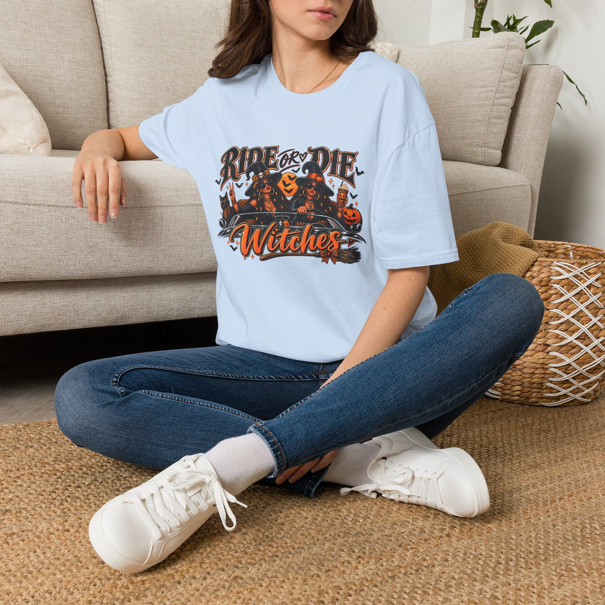Ride or Die Witches Halloween | Glam Ghost Design | Unisex Softstyle T-Shirt