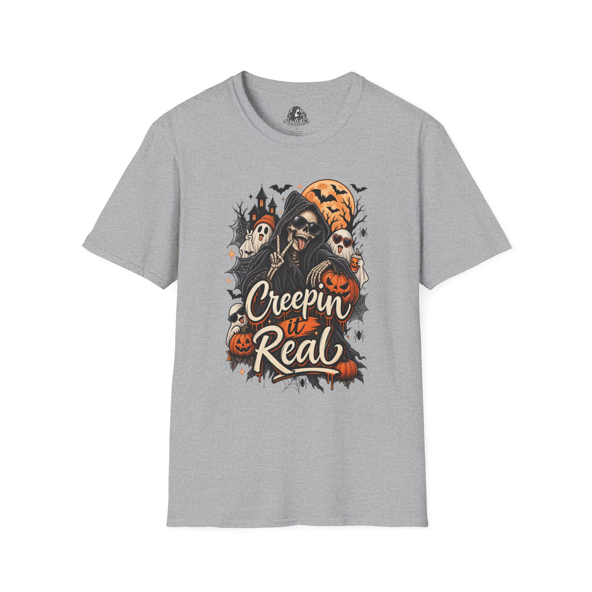 Creepin it Real Halloween | Glam Ghost Design | Unisex Softstyle T-Shirt
