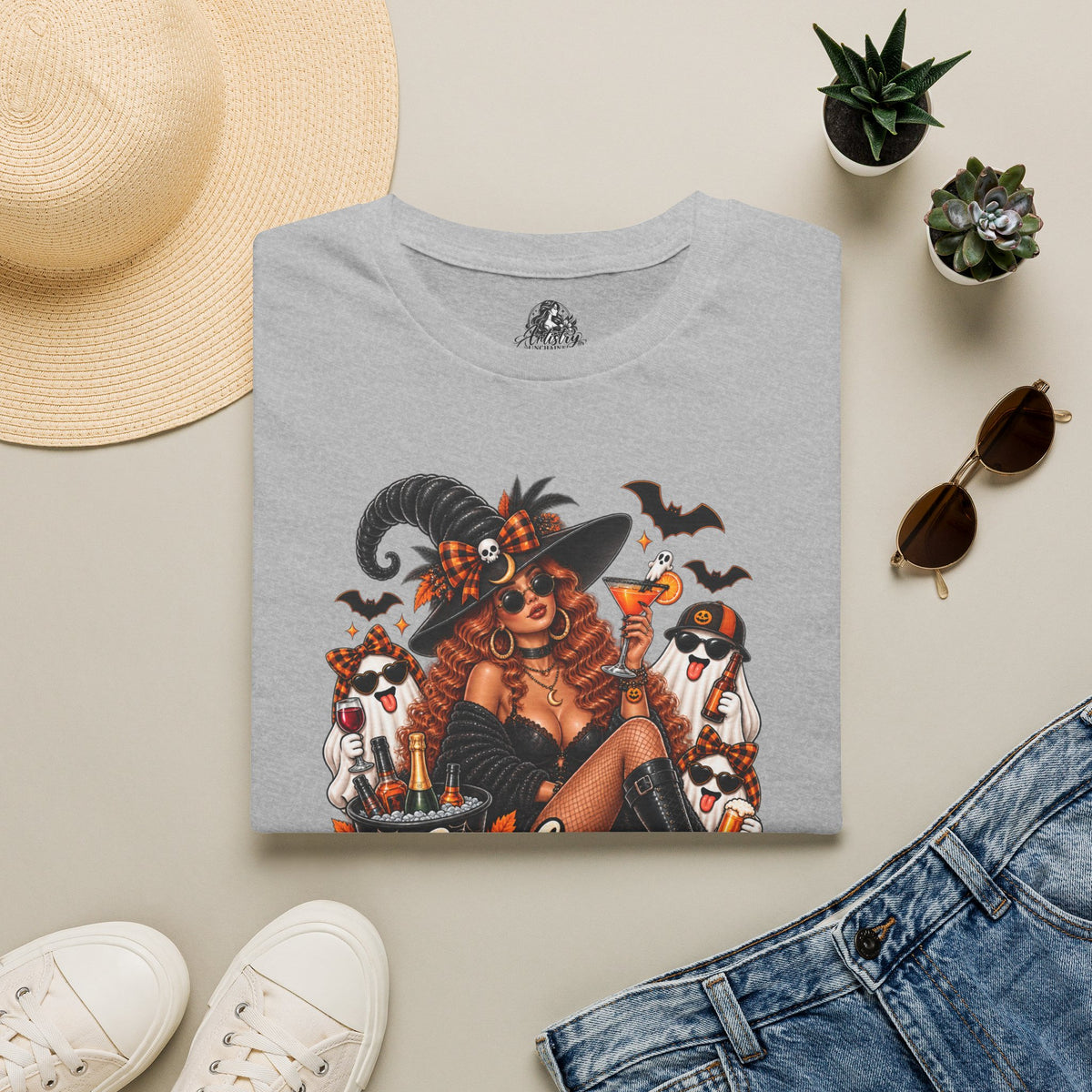 Here for the Boos Halloween | Glam Ghost Design | Unisex Softstyle T-Shirt
