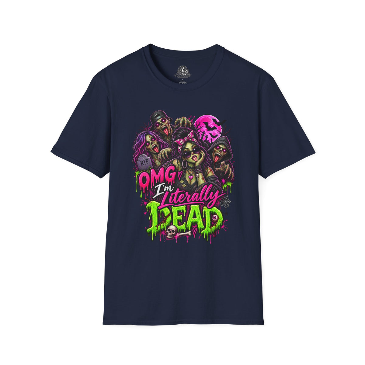 Literally Dead Halloween | Glam Ghost Design | Unisex Softstyle T-Shirt