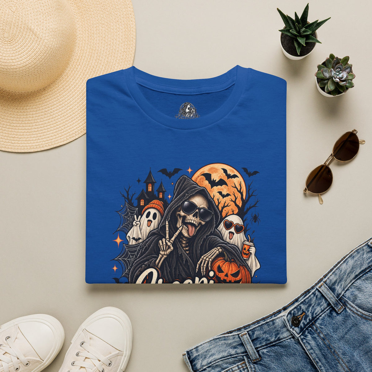 Creepin it Real Halloween | Glam Ghost Design | Unisex Softstyle T-Shirt