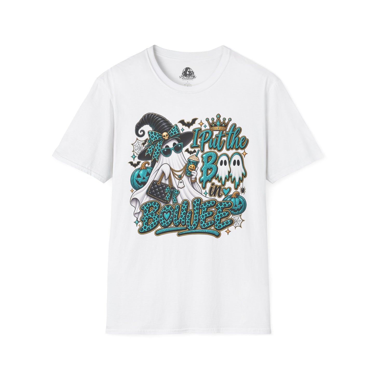Boo in Boujee Halloween | Glam Ghost Design | Unisex Softstyle T-Shirt