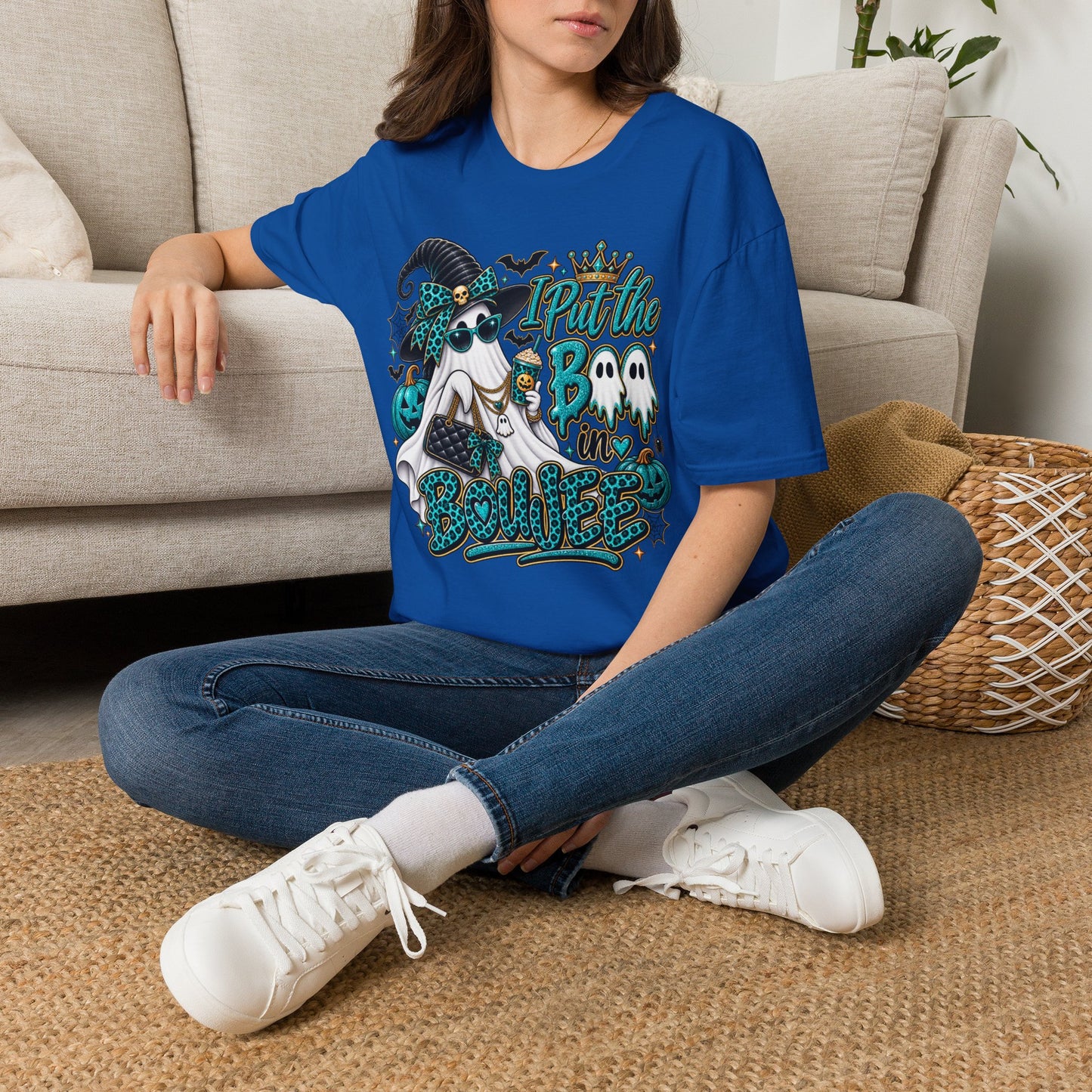 Boo in Boujee Halloween | Glam Ghost Design | Unisex Softstyle T-Shirt