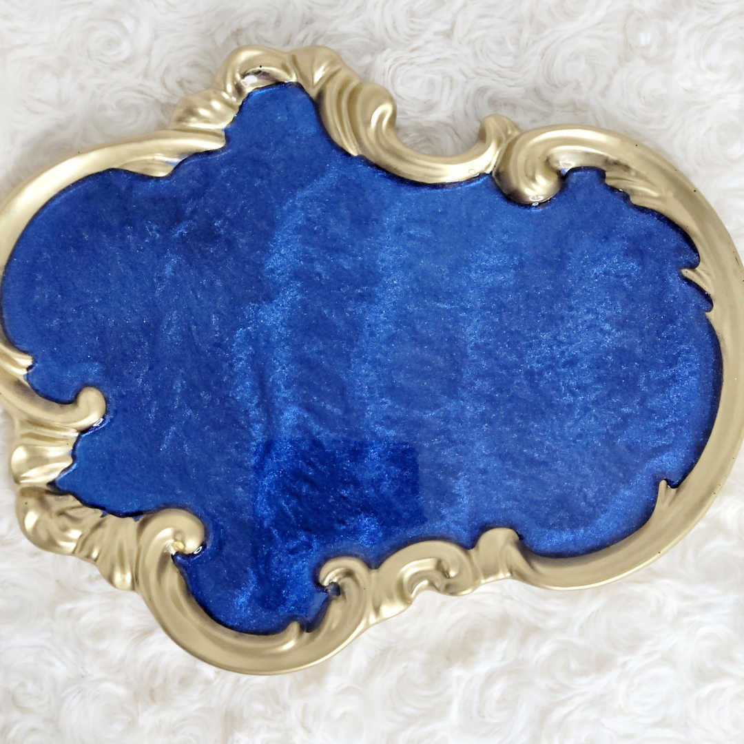 Vintage Blue and Gold Trinket Tray