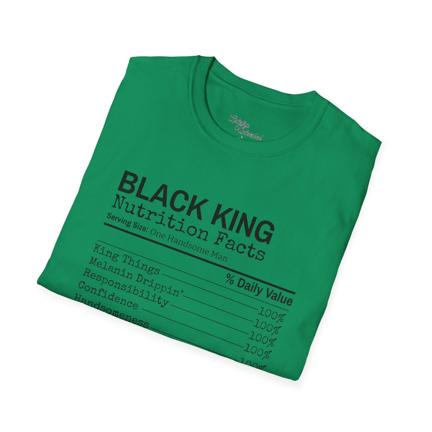 Black King Nutrition Facts Unisex Softstyle T-Shirt