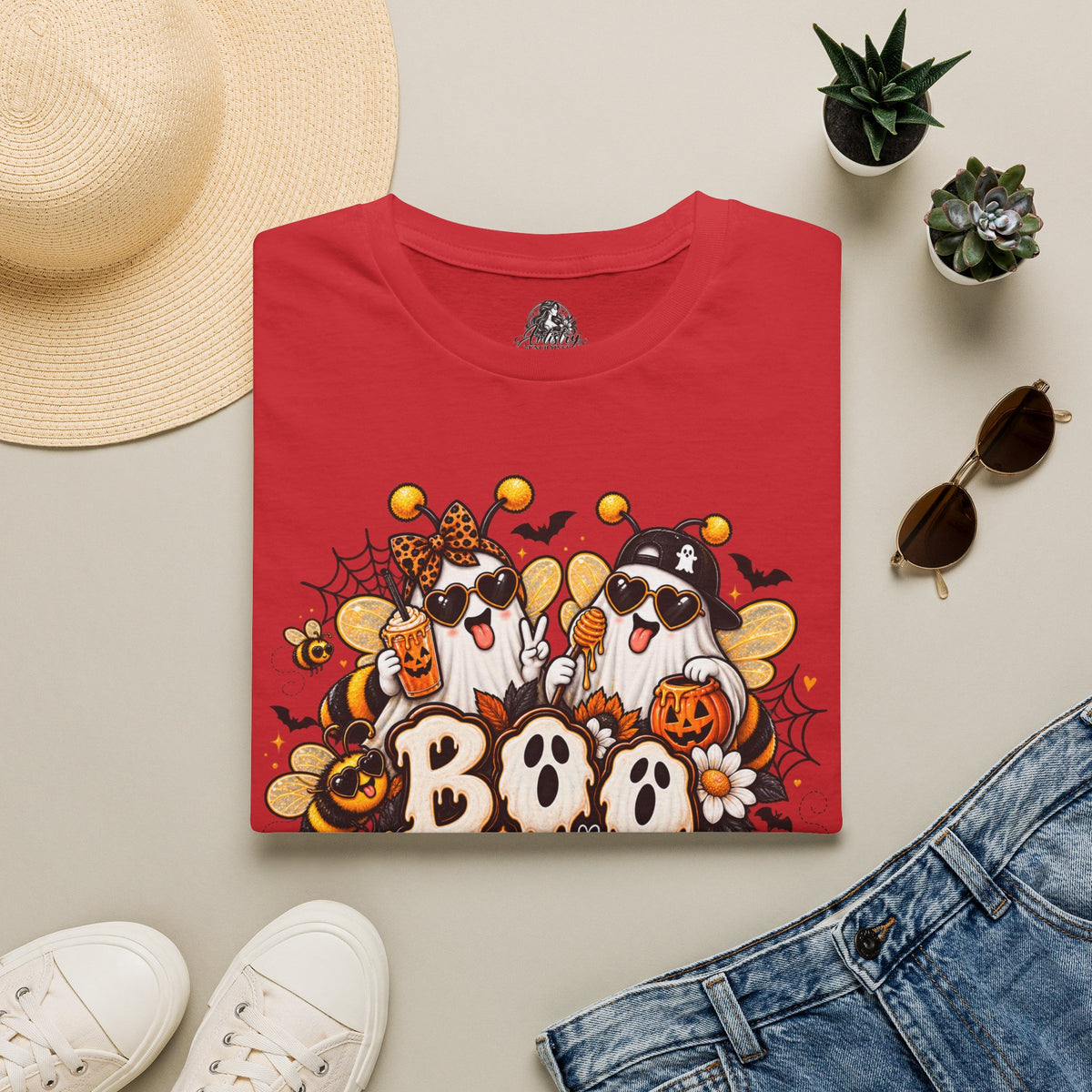Boo Bees Halloween | Glam Ghost Design | Unisex Softstyle T-Shirt