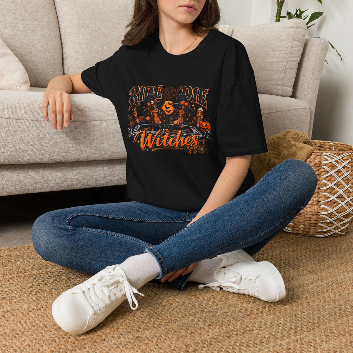 Ride or Die Witches Halloween | Glam Ghost Design | Unisex Softstyle T-Shirt