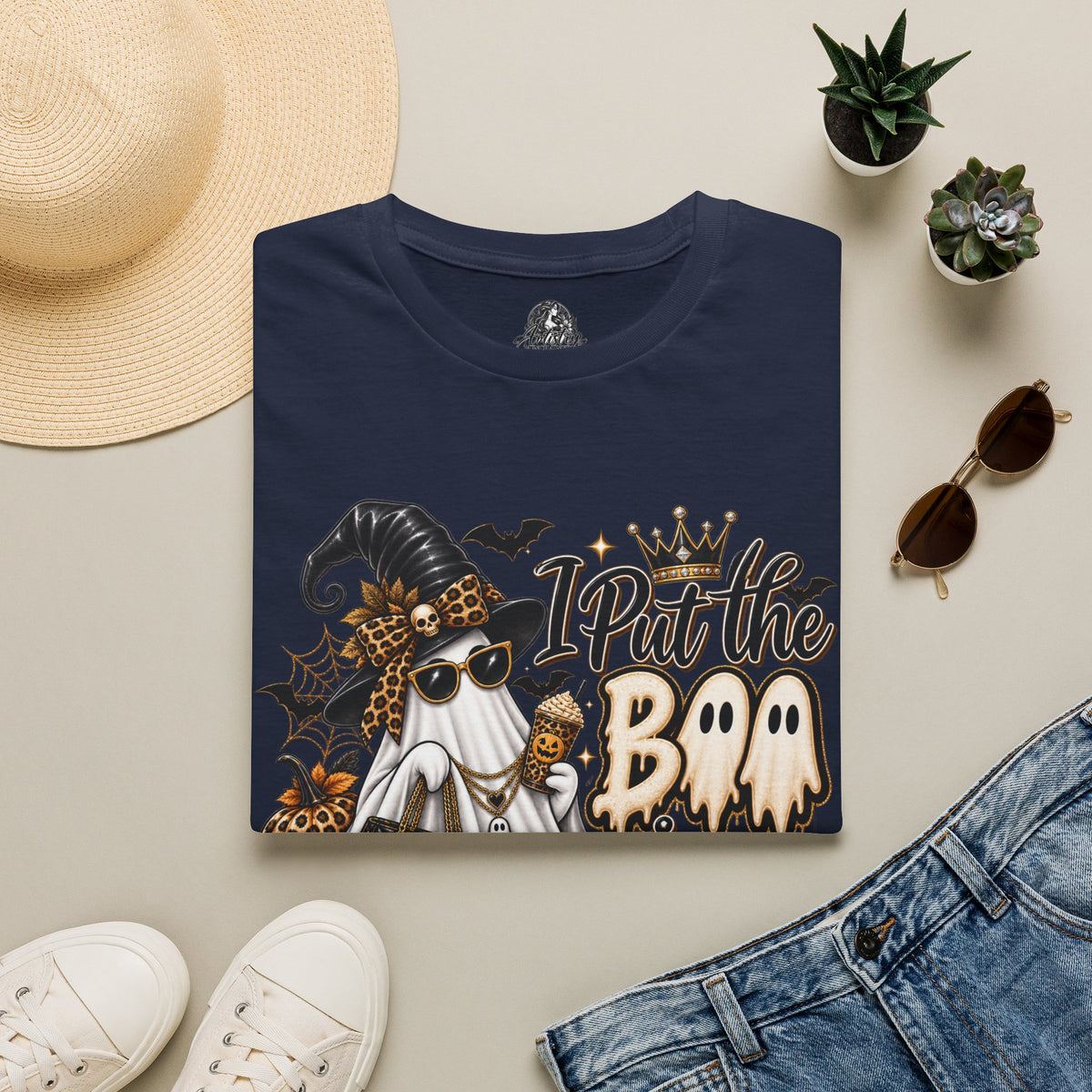 Boo in Boujee Halloween | Glam Ghost Design | Unisex Softstyle T-Shirt