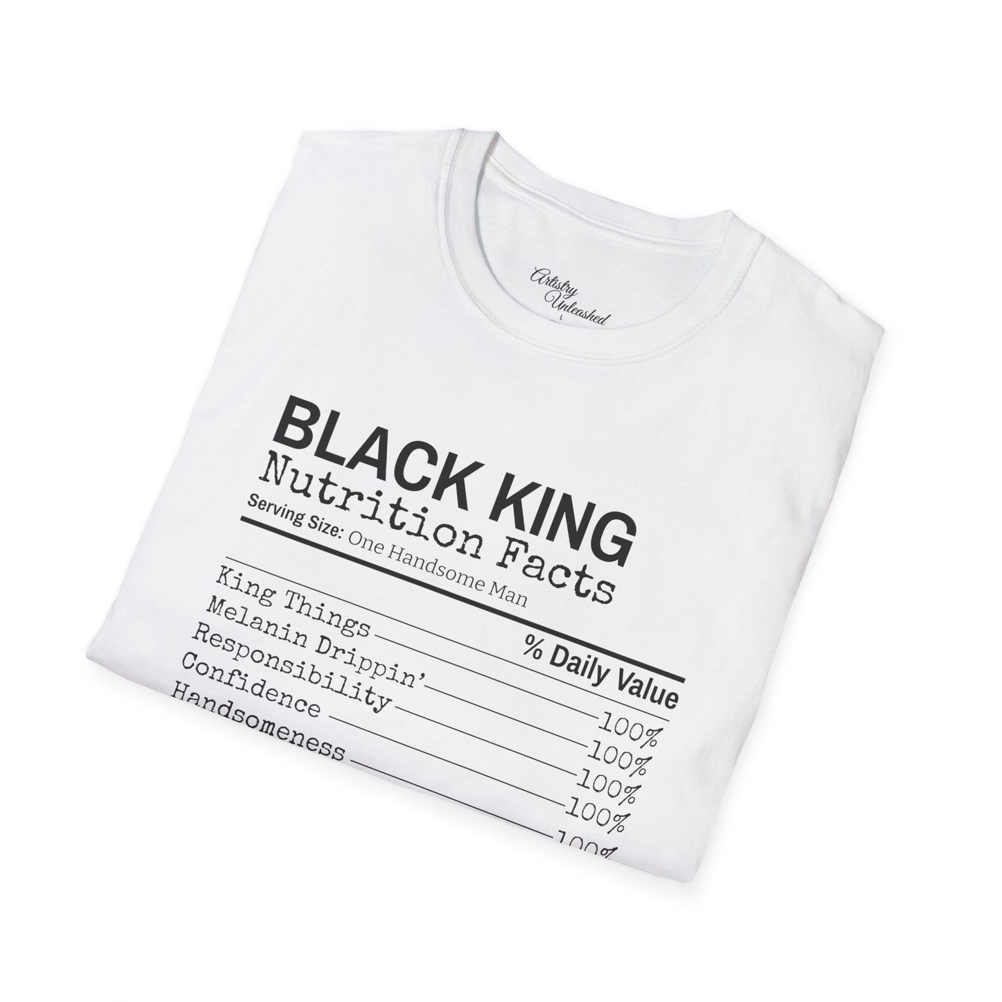 Black King Nutrition Facts Unisex Softstyle T-Shirt