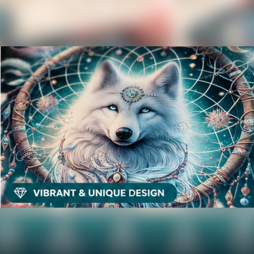 White Wolf Resin Tray | Handmade Dreamcatcher Catchall Tray | Boho Vanity Organizer | Mystical Home Décor | 10" x 6"