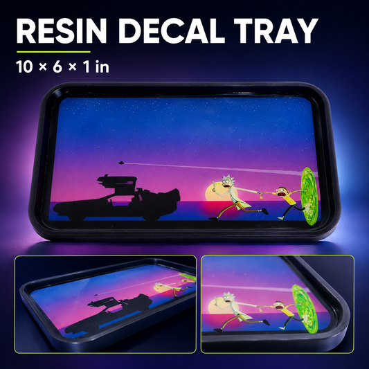 Retro Sci-Fi Sunset Resin Tray | Handmade Catchall Tray | Sunset Vanity Organizer | Pop Culture Inspired Home Décor | 10" x 6" (Copy)