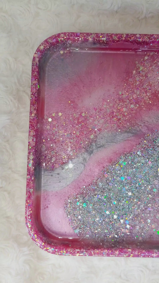 Pink and Silver Resin Tray