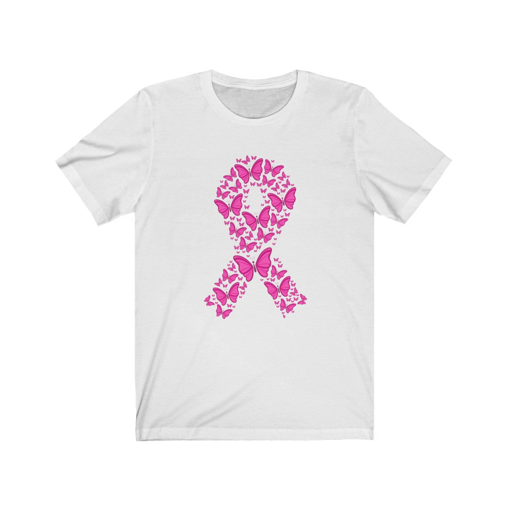 Pink Ribbon Butterfly Unisex Jersey Short Sleeve Tee