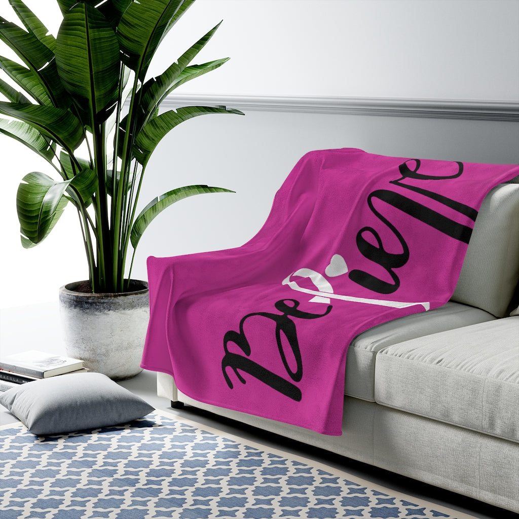 Believe Pink Velveteen Plush Blanket