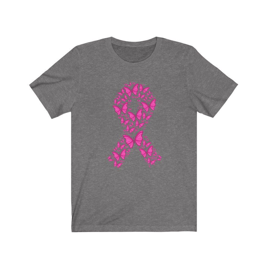 Pink Ribbon Butterfly Unisex Jersey Short Sleeve Tee