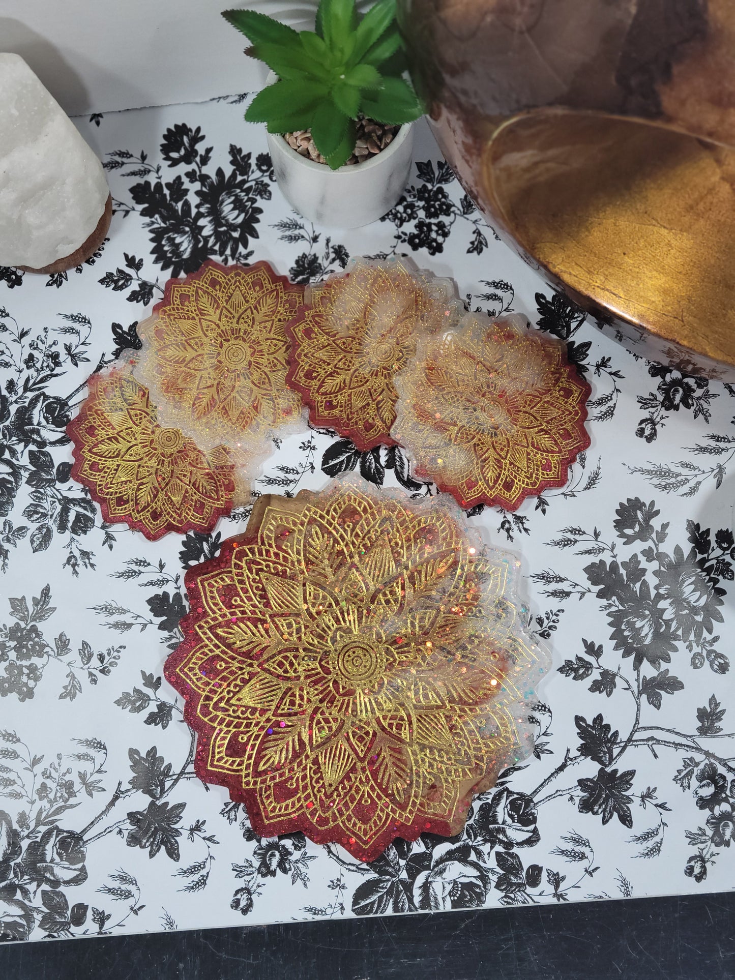 Mandala Tray and Coaster Set