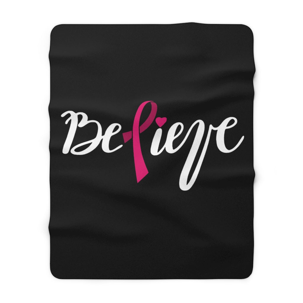 Believe - Black Sherpa Fleece Blanket