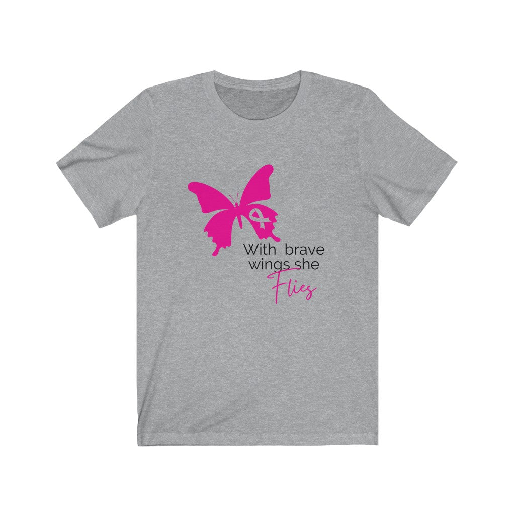 Pink Ribbon Butterfly Unisex Jersey Short Sleeve Tee