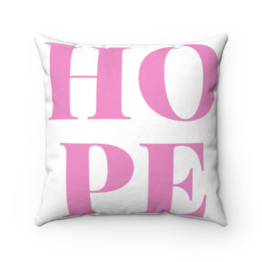 Pink Hope Faux Suede Square Pillow