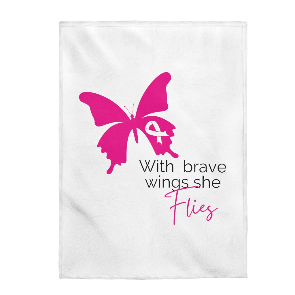 Pink Butterfly Ribbon Velveteen Plush Blanket