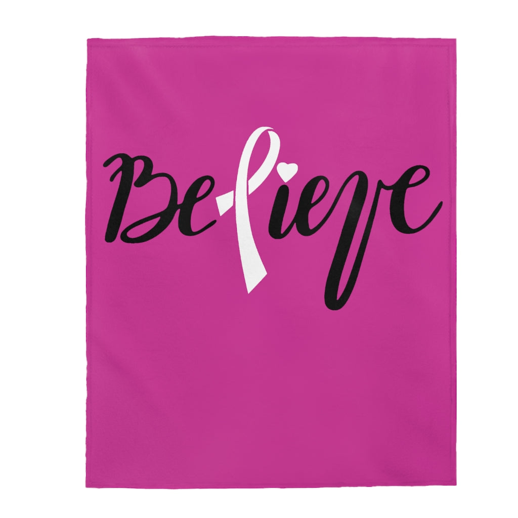 Believe Pink Velveteen Plush Blanket