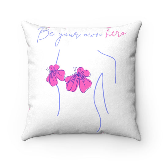 Pink Hero Faux Suede Square Pillow