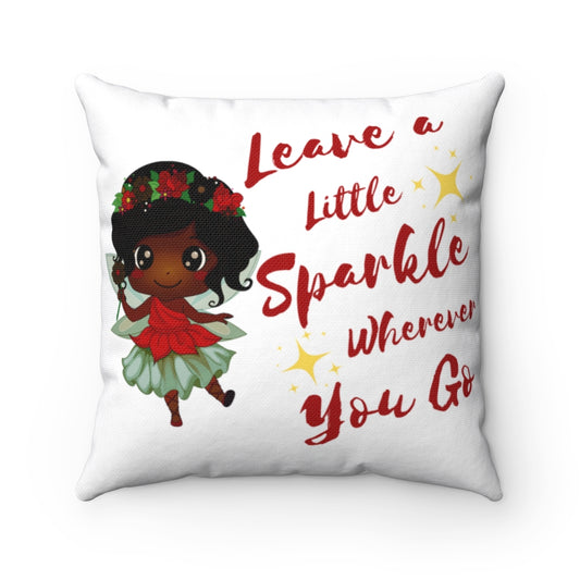 Red Sparkle Fairy Spun Polyester Square Pillow
