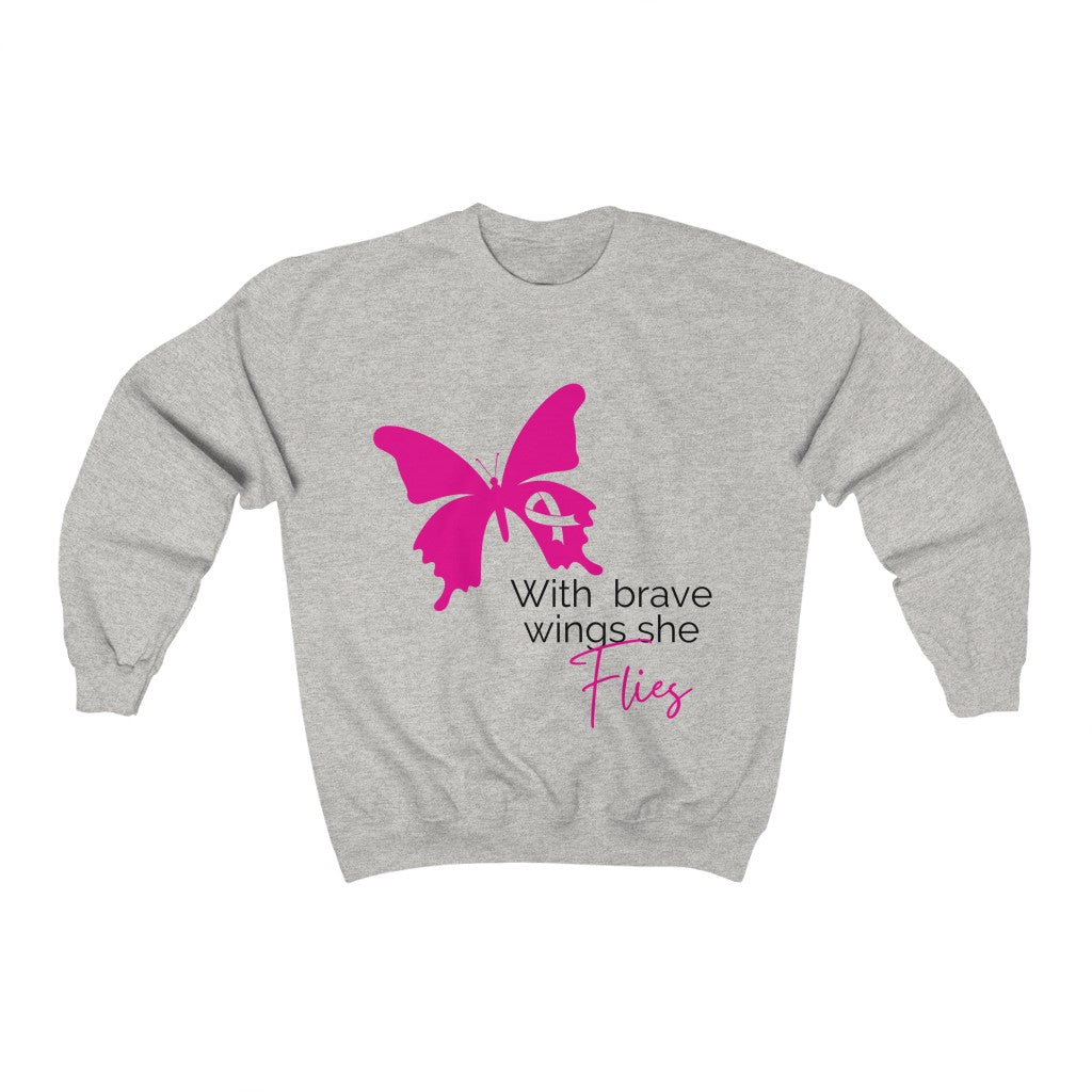 Pink Ribbon Butterfly Unisex Heavy Blend™ Crewneck Sweatshirt