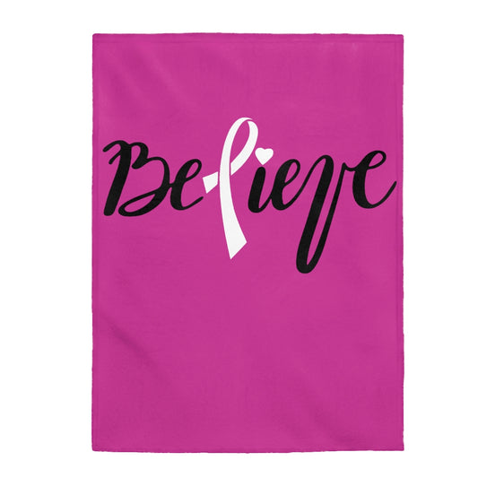 Believe Pink Velveteen Plush Blanket