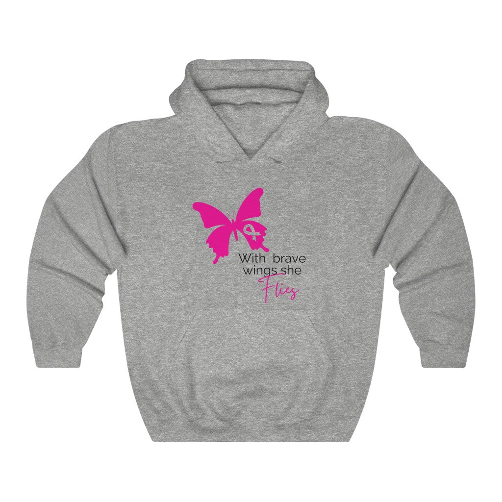 Pink Ribbon Butterfly Unisex Heavy Blend™ Hooded Sweatshirt