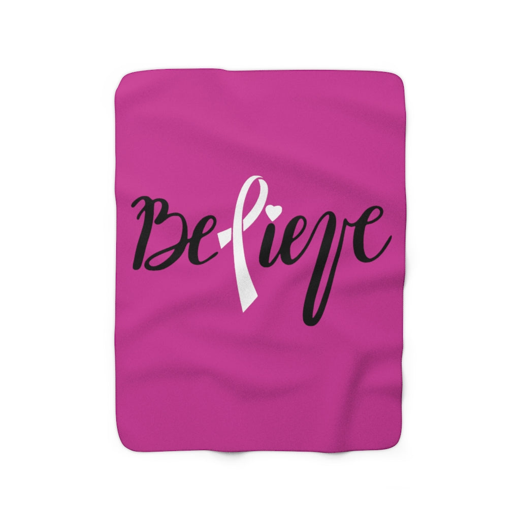 Believe - Pink Sherpa Fleece Blanket