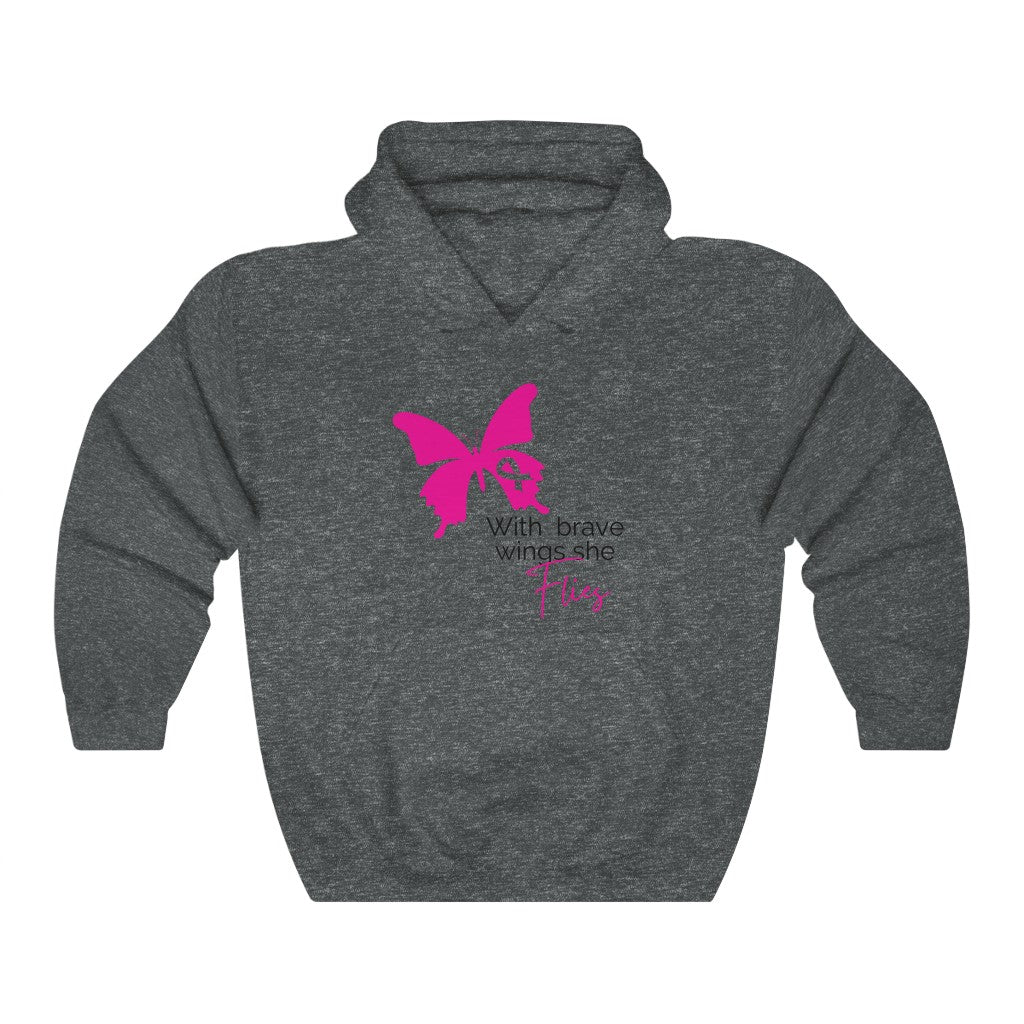 Pink Ribbon Butterfly Unisex Heavy Blend™ Hooded Sweatshirt