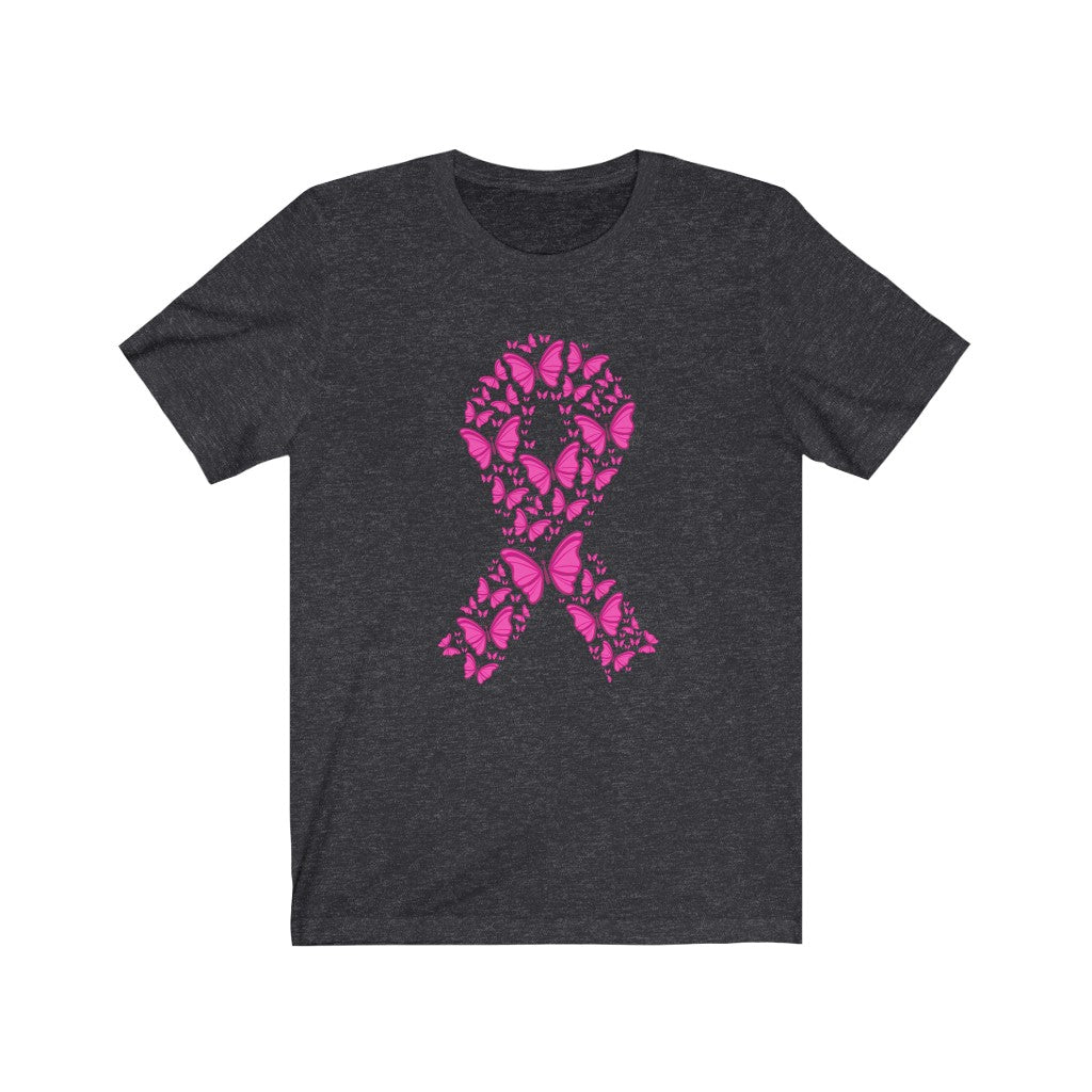 Pink Ribbon Butterfly Unisex Jersey Short Sleeve Tee