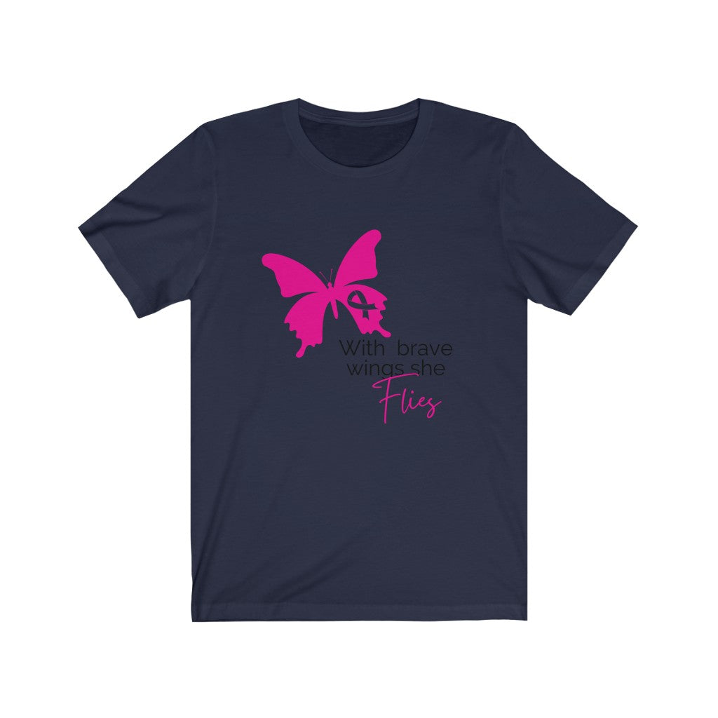 Pink Ribbon Butterfly Unisex Jersey Short Sleeve Tee