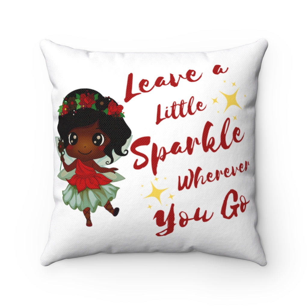 Red Sparkle Fairy Spun Polyester Square Pillow