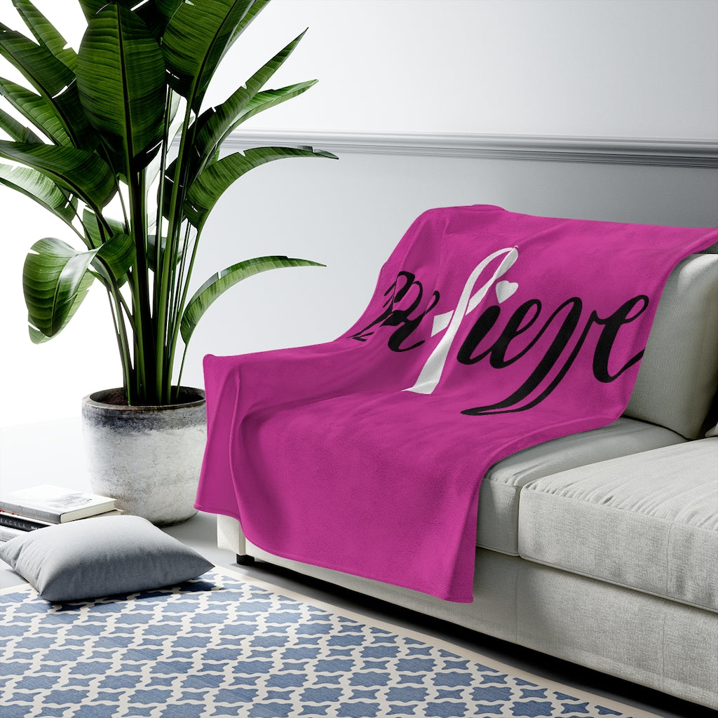 Believe Pink Velveteen Plush Blanket