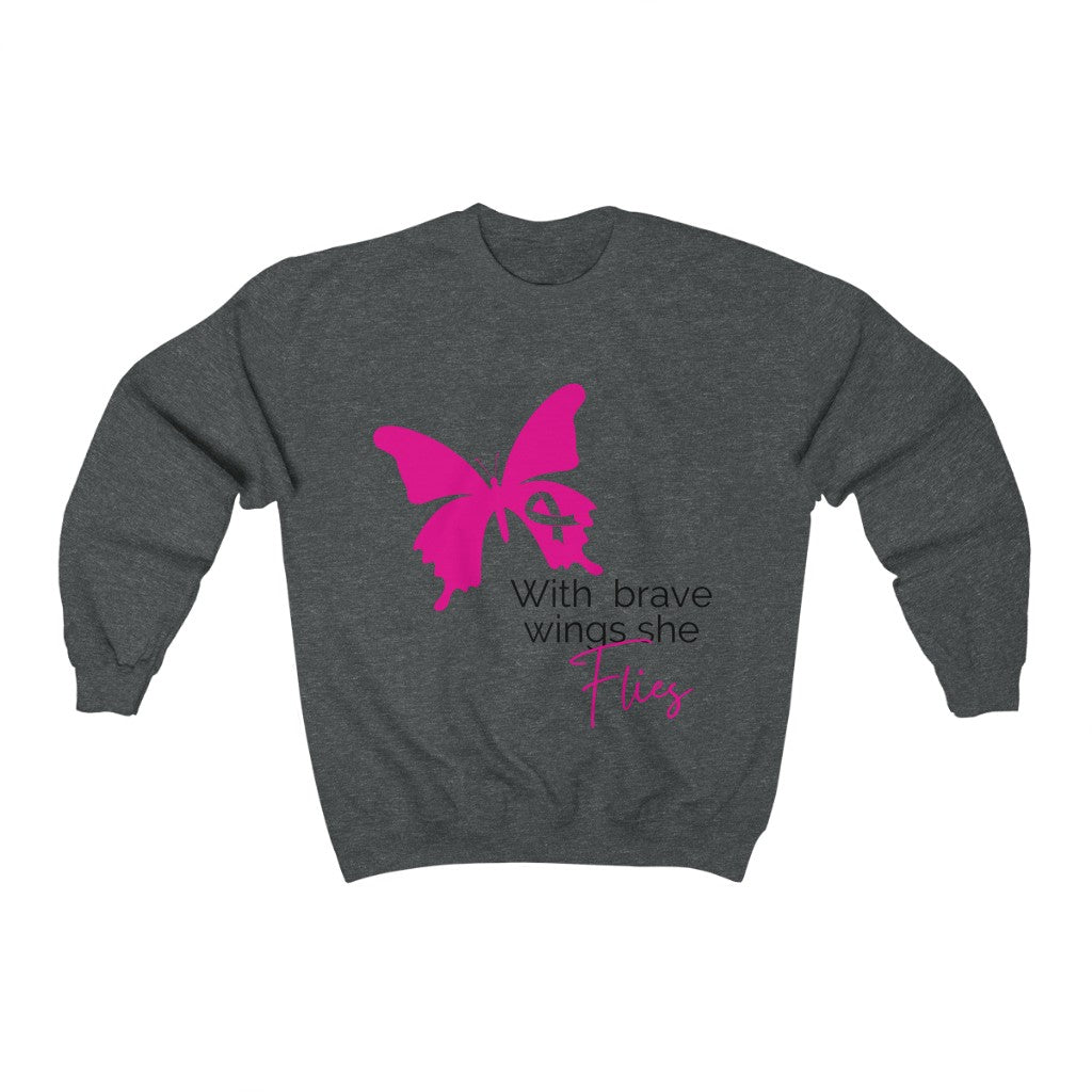 Pink Ribbon Butterfly Unisex Heavy Blend™ Crewneck Sweatshirt