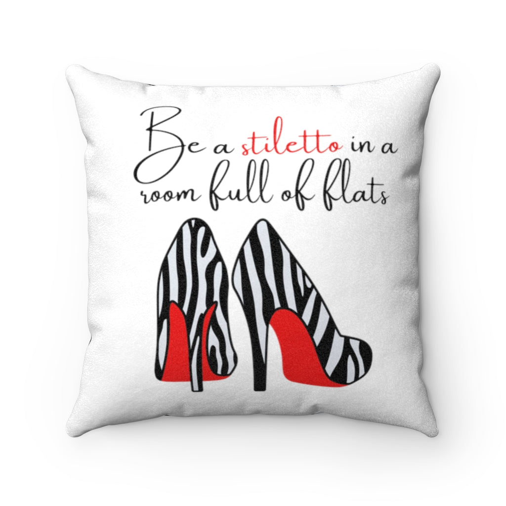 Zebra Stiletto Faux Suede Square Pillow